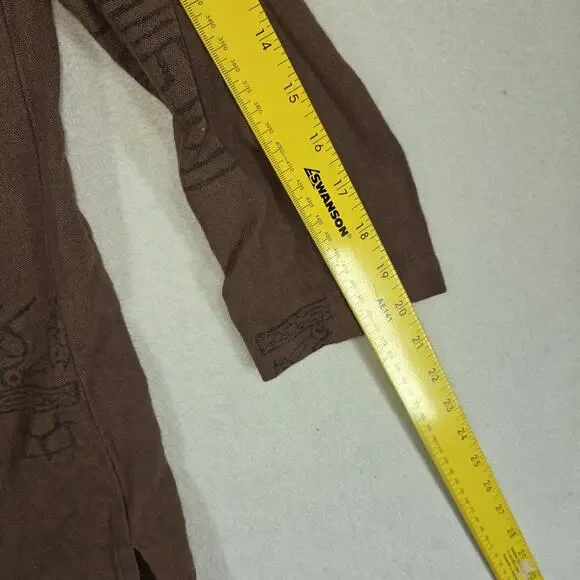 VTG Chicos Design Button Shirt Womens 0 Large Brown Geometric Long Sleeve Aztec - Picture 3 of 12